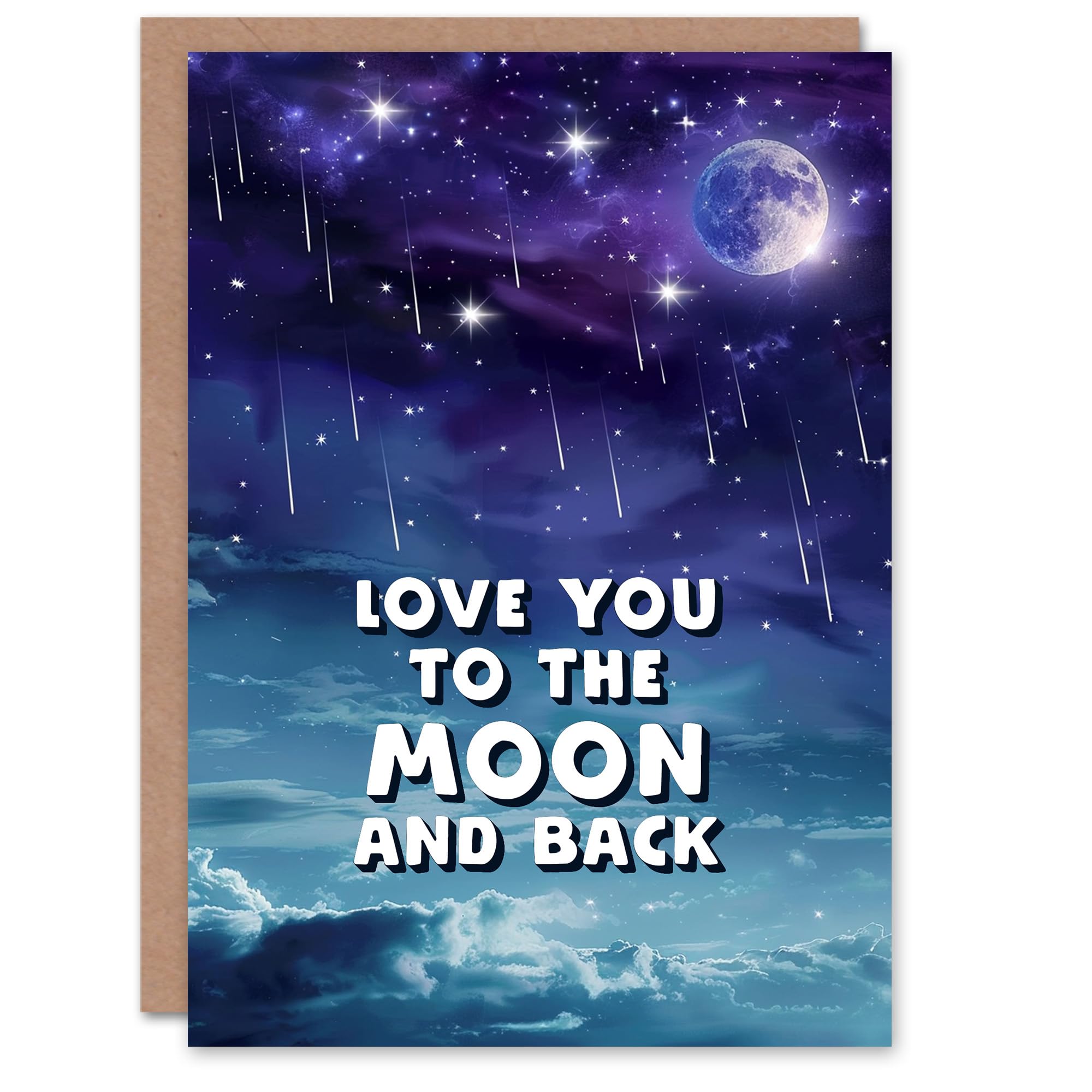Artery8 Love You To The Moon And Back Dreamy Night Sky Blank For Him Or Her Art Birthday Card