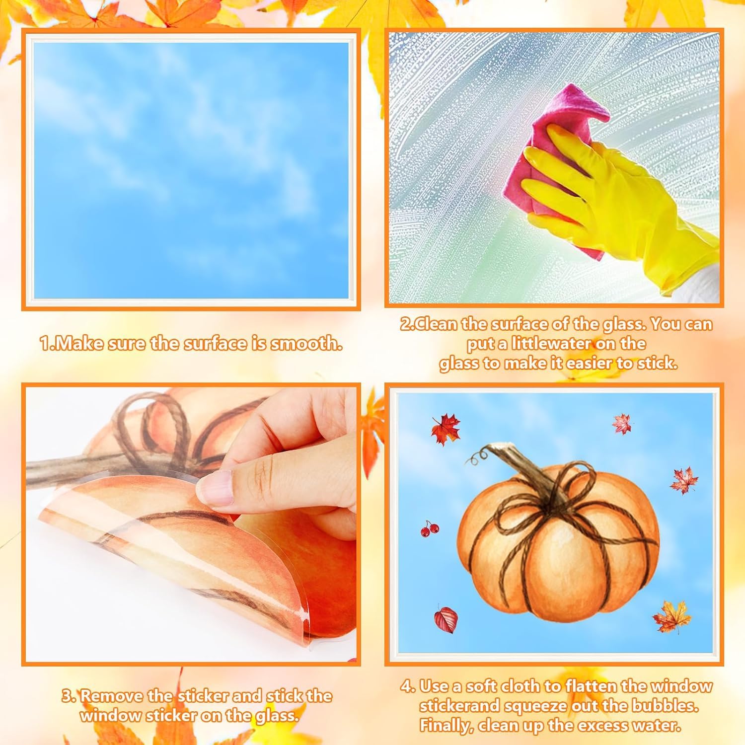 Autocollants Fenêtre Automne Réutilisables - Motifs Chat, Feuilles, Citrouille - 9 Feuilles, 68 Stickers - Déco Thanksgiving/Halloween