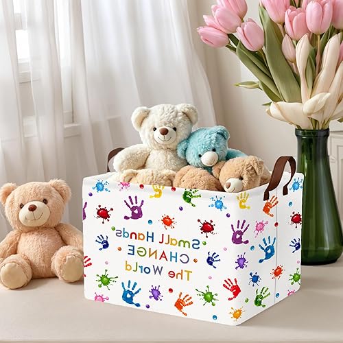 Miniatura 2 de Cesta de almacenamiento rectangular, de tela de lona, plegable e impermeable; ideal como organizador de almacenamiento de juguetes y ropa; para la