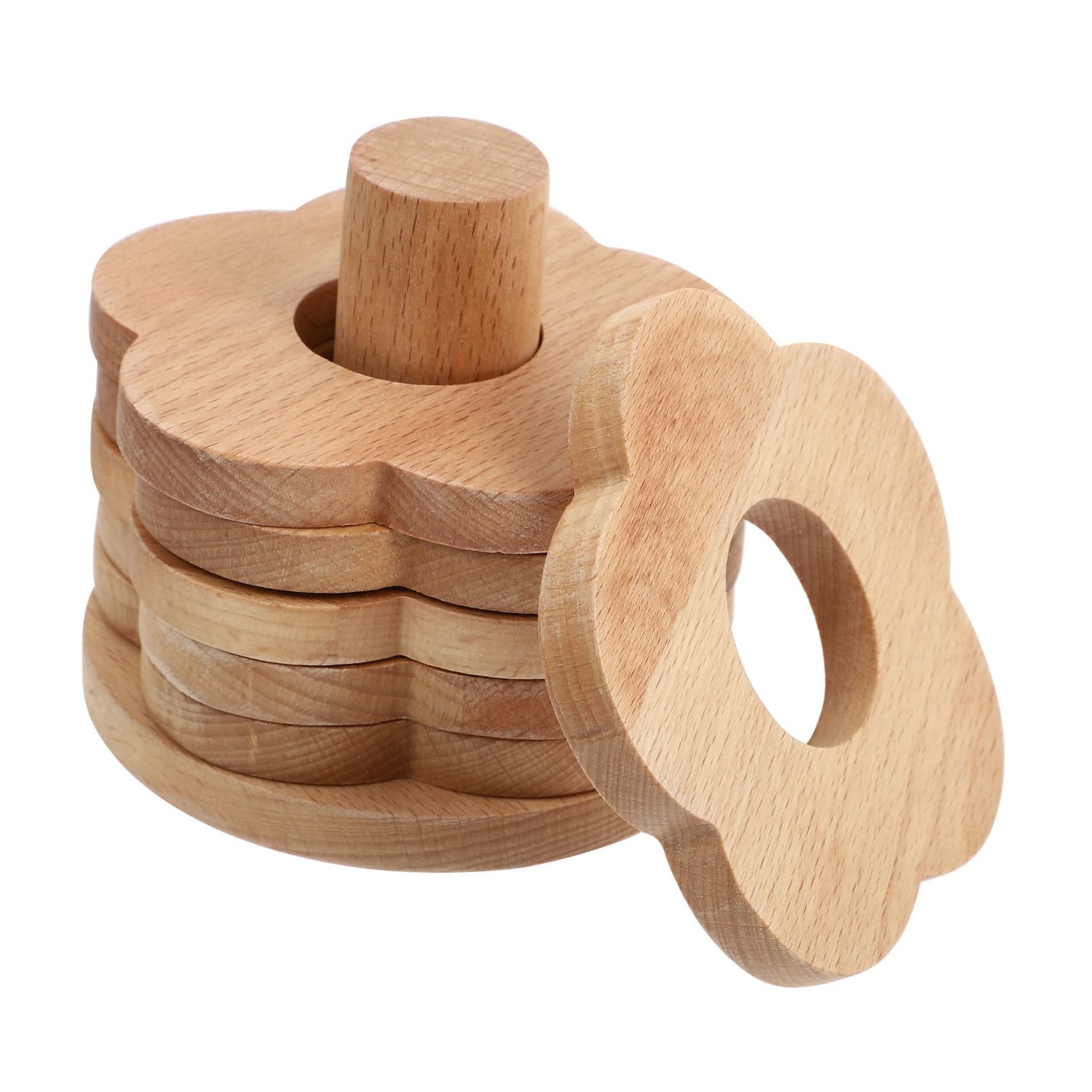 Set di 7 Sottobicchieri in Legno, Forma Fiore, Antiscivolo e Impermeabili, per Tazze da Tè e Bicchieri da Vino, Tavolo
