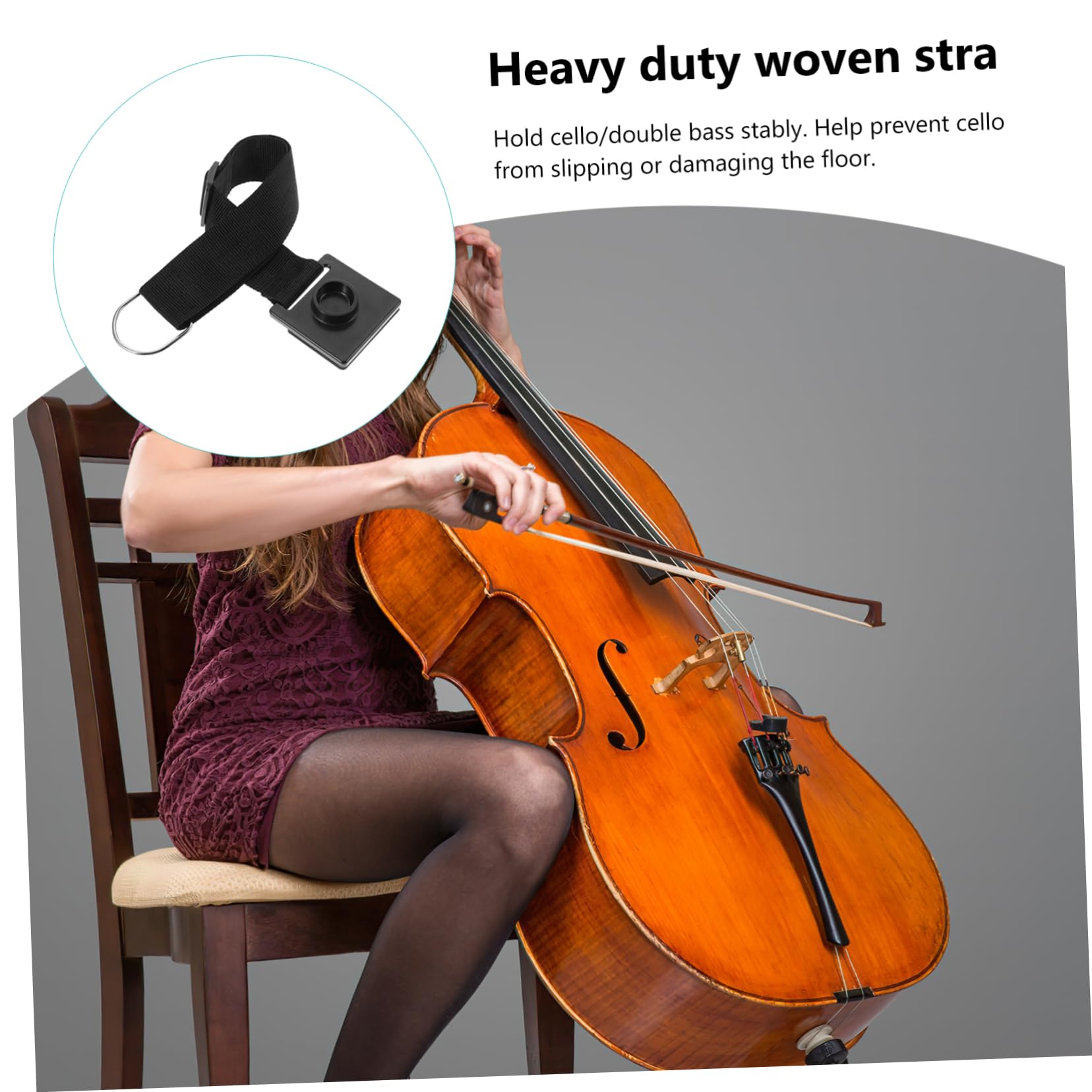 Tope Ajustable 40-70cm Antideslizante de Correa Negro para Violonchelo