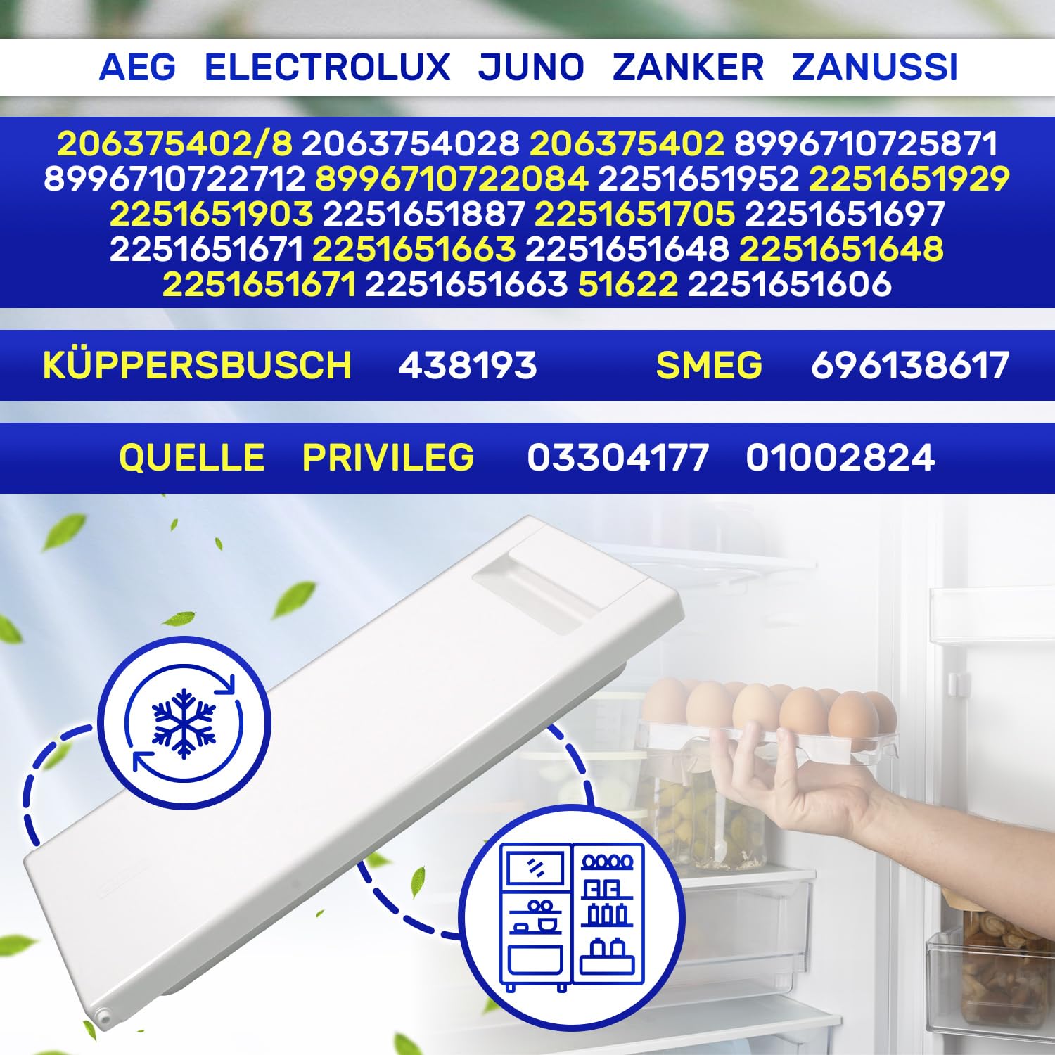 Gefrierschrank Klappe 470x193x60 mm für AEG Electrolux MONTERAL