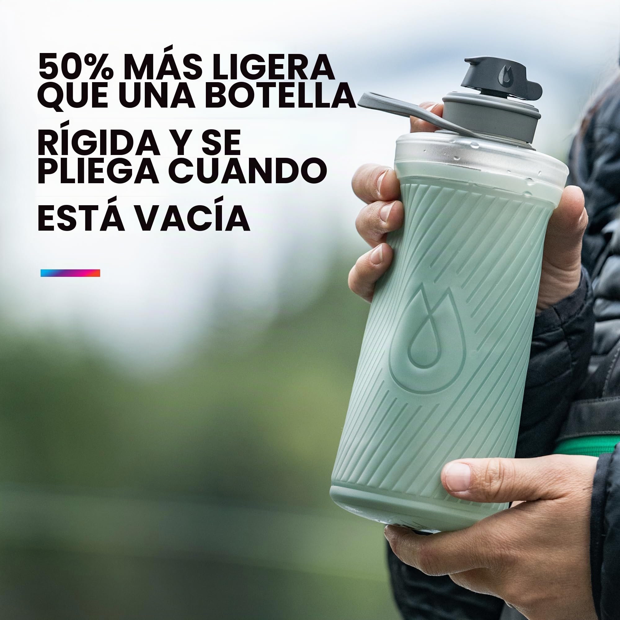 Hydrapak Flux - Botella de agua de senderismo plegable (750 ml) - Tapón de rosca sin BPA, ultraligero y antiderrames, color rojo secuoya