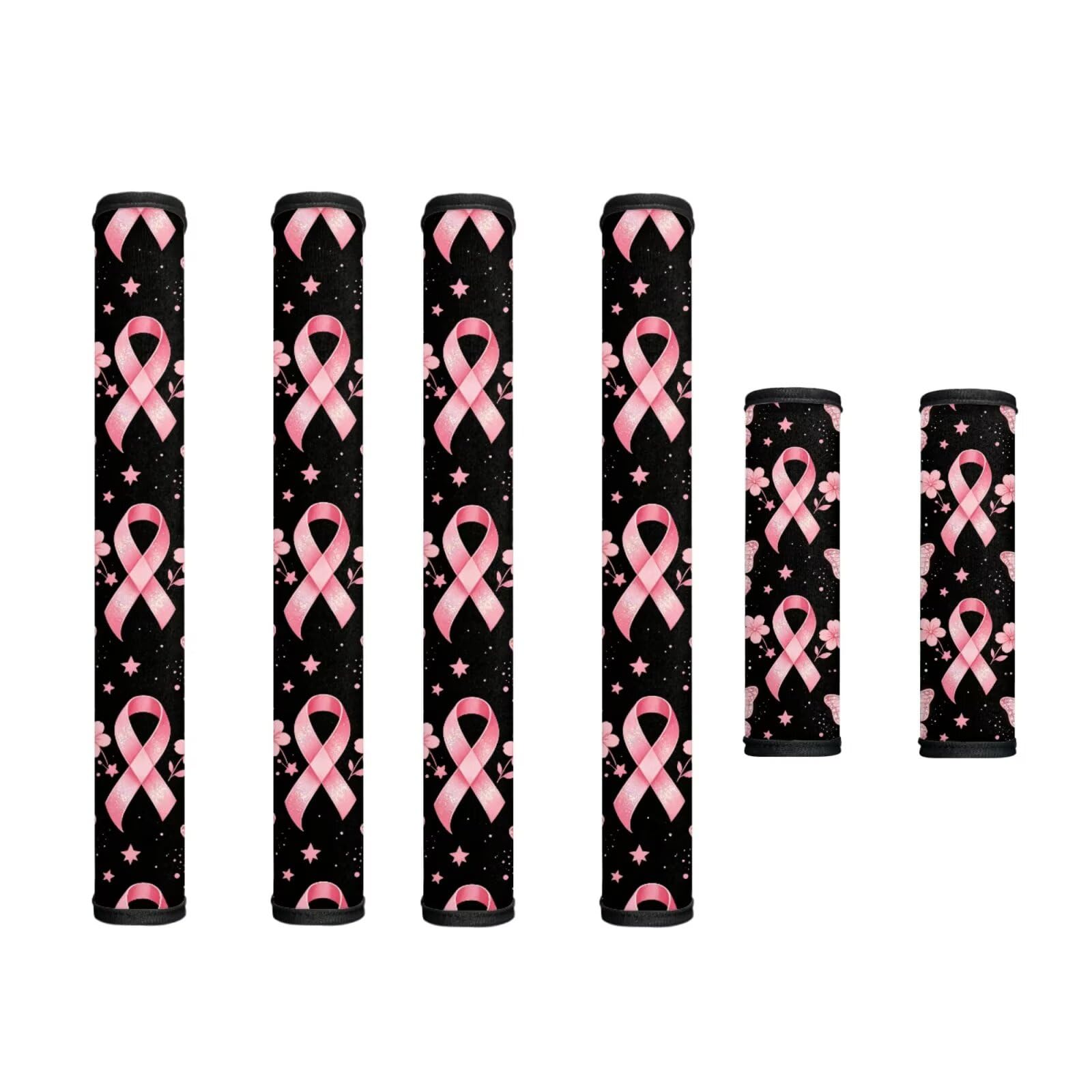 Fridge Door Handle Covers Set of 6 Kitchen Appliance Decor Handles Glove Anti-Slip Protectors Washable Refrigerator Decor for Breast Cancer Awareness, Pink Ribbon Butterfly Pattern
