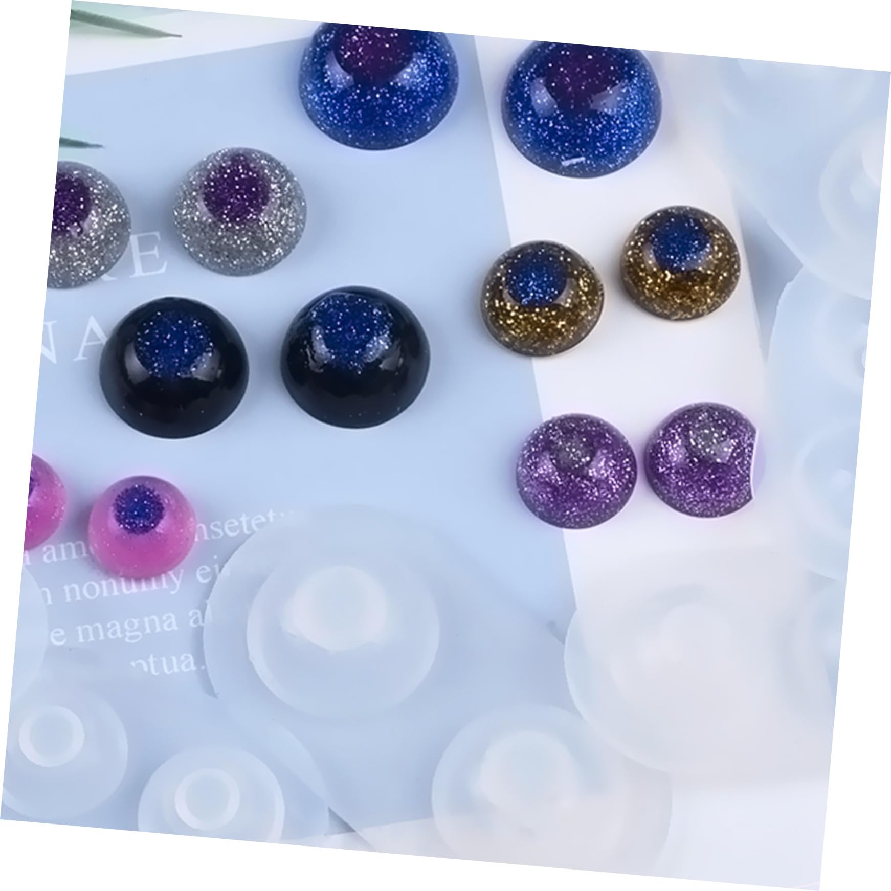 NUOBESTY 6 Ensembles Moule Pour Les Yeux Fard À Paupières Pailleté Cercle De Mousse Palette De Fards À Paupières Décorations Lentilles D'halloween Googly Faux Gel De Silice 6 Pièces * 6