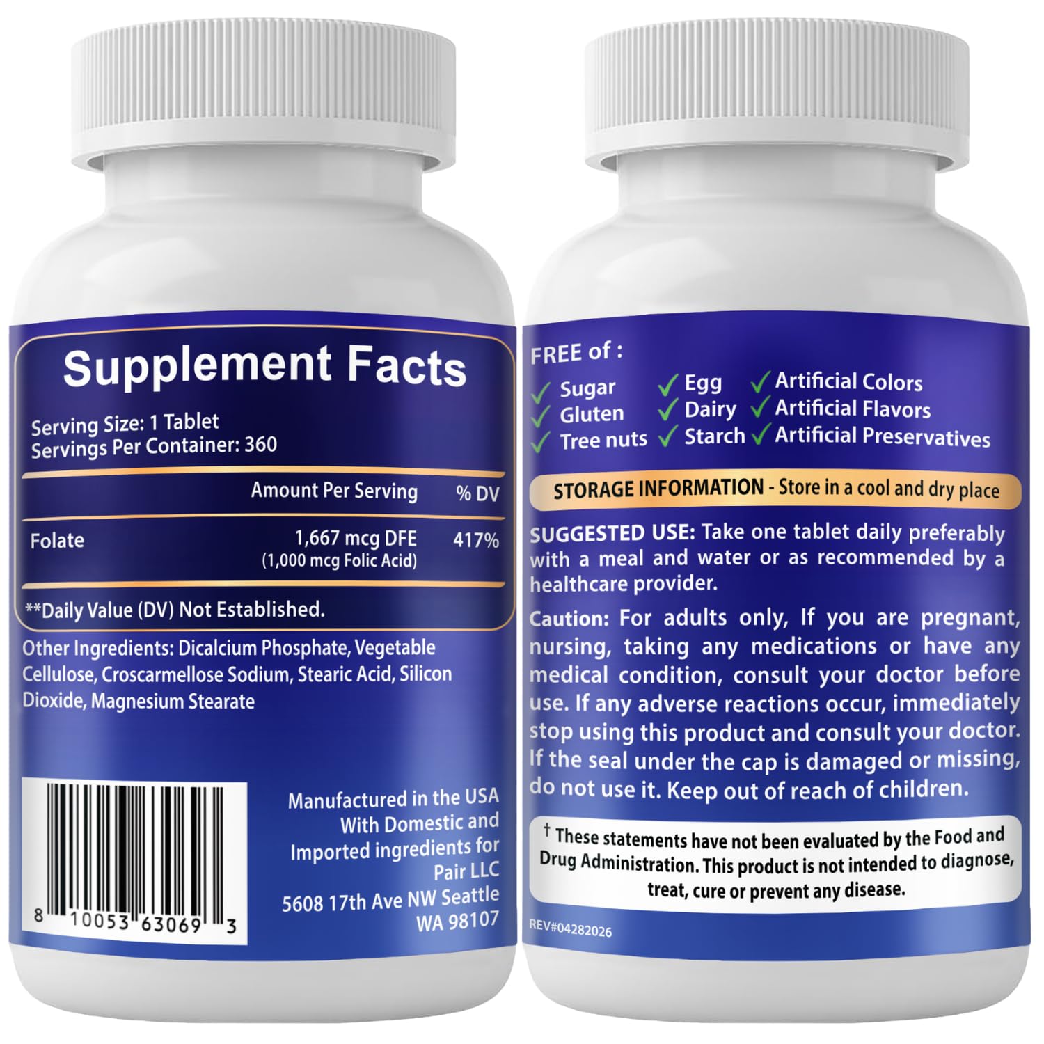 VITBOOST Folic Acid 1000 mcg (1667 mcg DFE) - Vitamin B9 Supplement, 360 CT — Amazon image 8