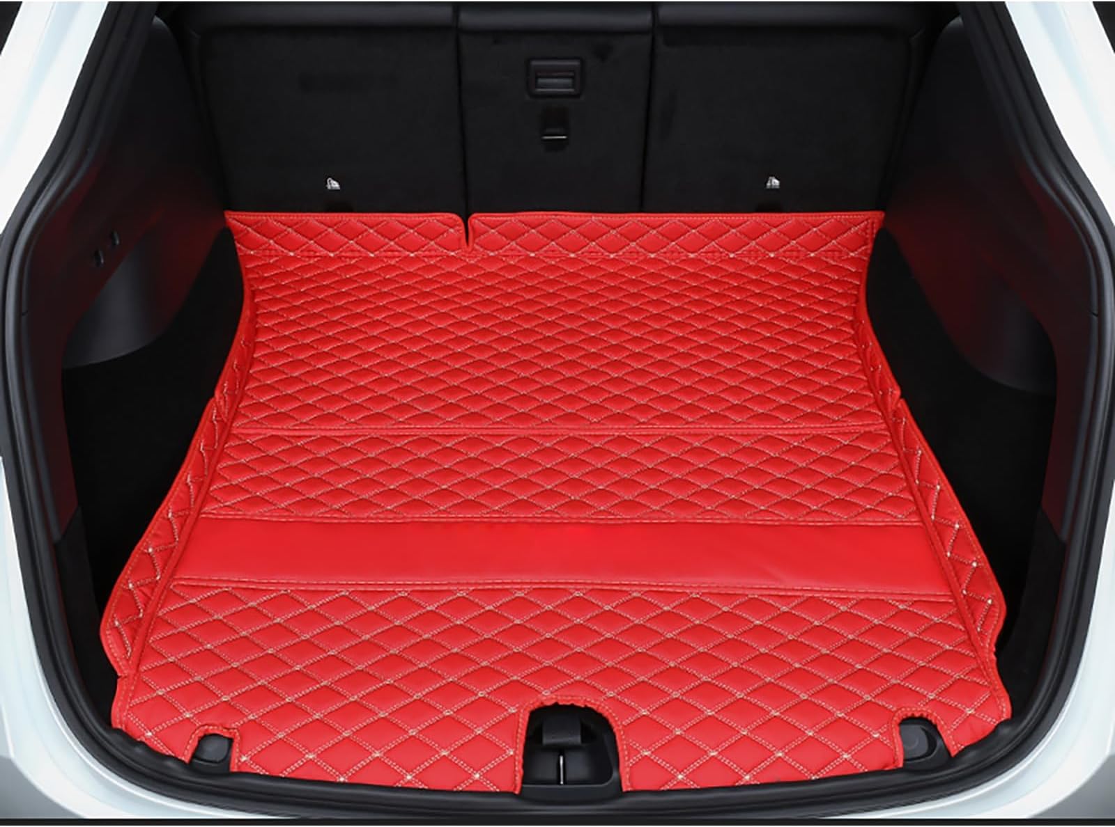 Compatible with 2020-2025 Tesla Model Y 5 Seater Red Rear Cargo Liner, Custom Fit Trunk Cover, All-Weather Trunk Tray