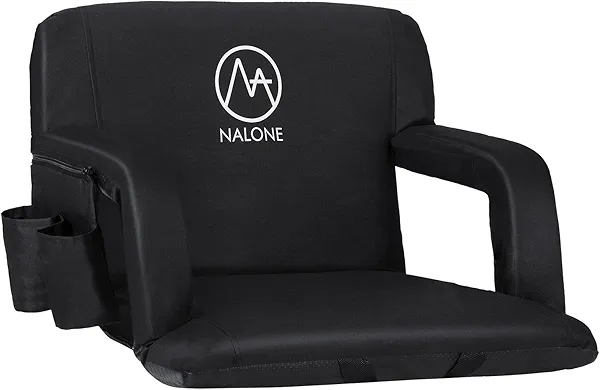 nalone Folding Stadium Seat 20.5''/25'' Regular/Extra Wide Stadium Chairs for Bleachers Stadium Seat Bleacher Chairs Portable with Back Supports Thick Padded Cushion Armrests Reclining