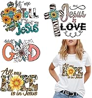 Vista 7 de 4 Piezas Parches de Jesús para Planchar Pegatinas de Transferencia para Ropa, Accesorios de Cristo Jesús, Decoraciones de Jesús Dios Amor
