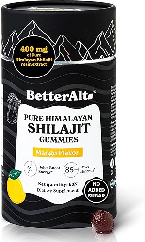Better Alt Gomitas Shilajit puras del Himalaya con Shilajit  Grado dorado de alta potencia  60 gomitas para impulso de energía y apoyo inmunológico,