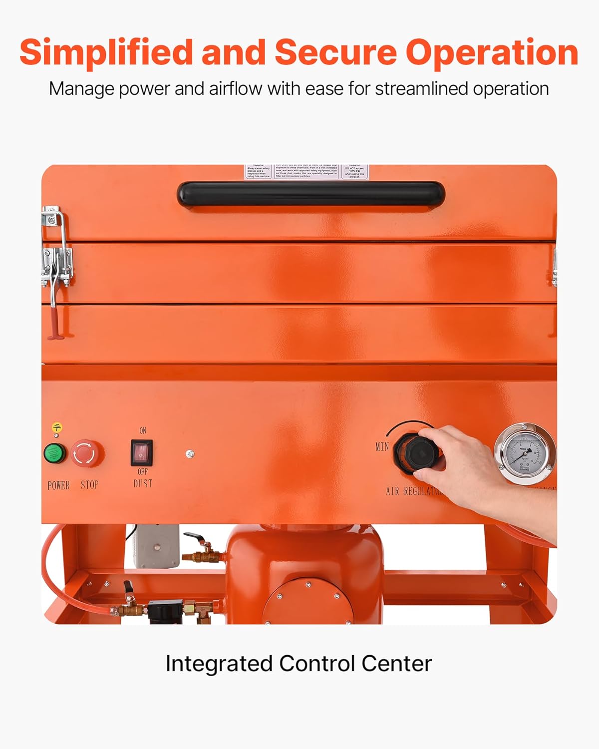 VEVOR Heavy Duty Sandblasting Cabinet Kit with Pressurized Tank, Industrial-Grade Steel Sand Blasting Cabinet - with Dust Collector and Casters for Oversized Parts Surface Finishing, Rust Removal