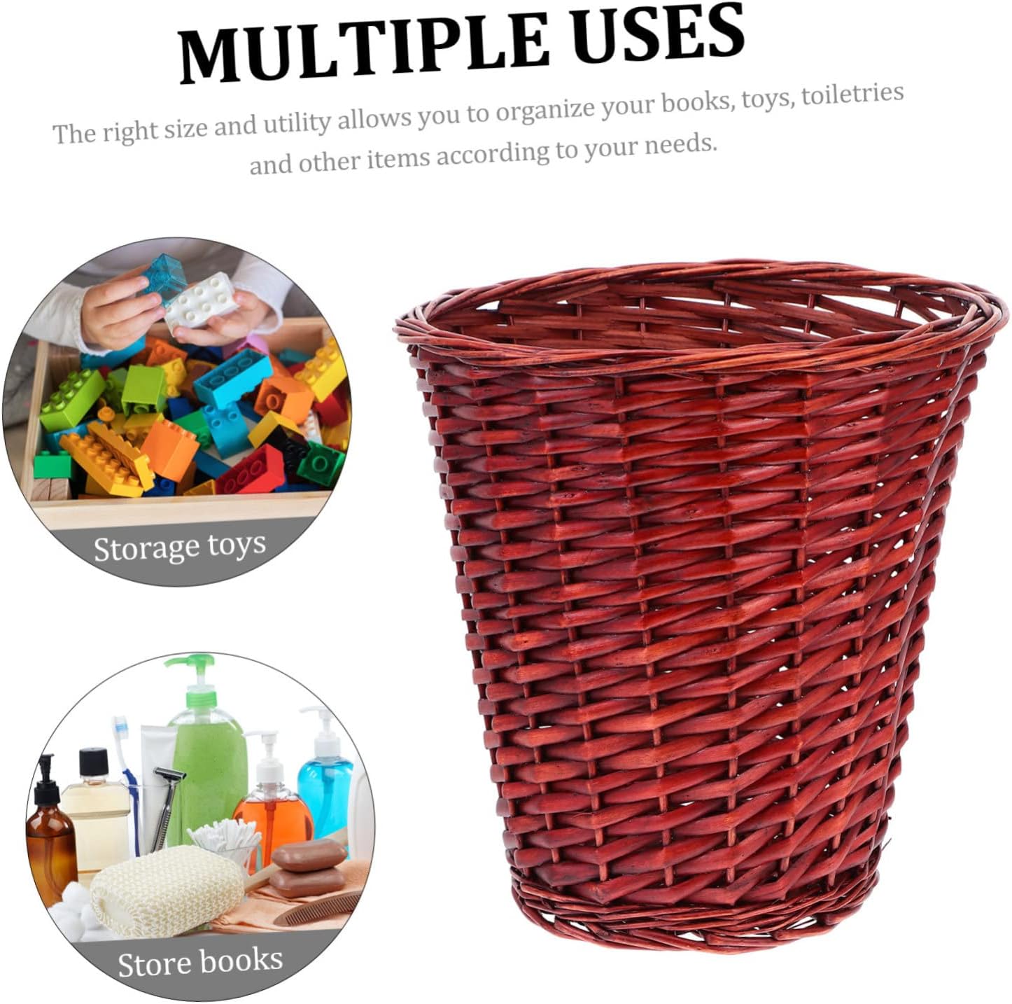 1pc Hand-woven Rattan Waste Basket for Home Organization Storage Lightweight and Compact Design for Living Room Bathroom Office