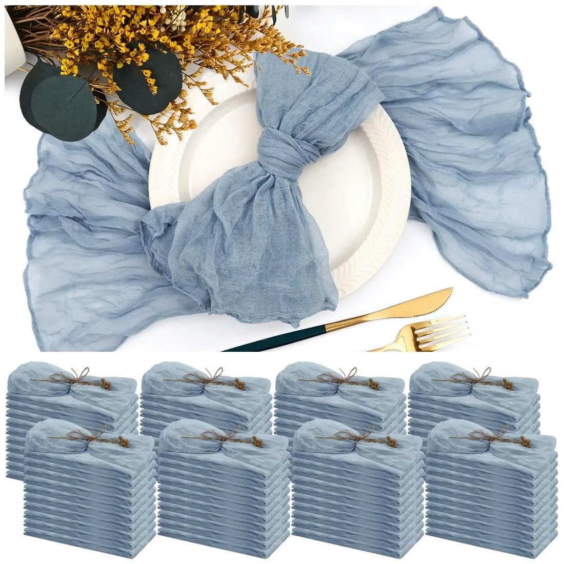 QQLADY 100 Pezzi tovaglioli di Garza tovagliette da tavola per Feste di Natale Decorazioni per Matrimoni Cena tovaglioli retrò