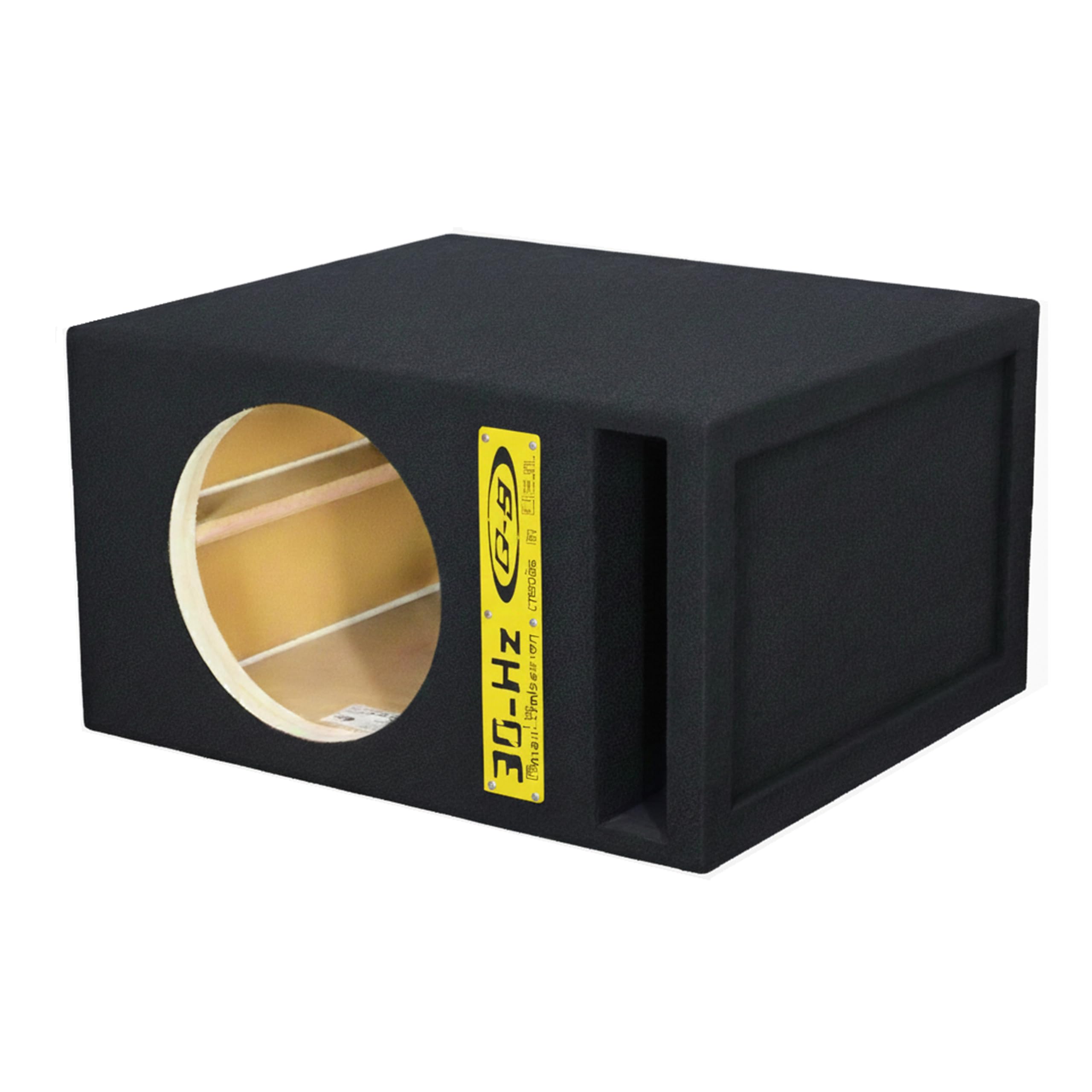 30HZ Reinforced Competition Single Ported Sub Box Sub Woofer Enclosure Speaker Box Car Audio Subwoofer Ground Shaker Box Ground-Shaker (Yellow Plaque, 12")