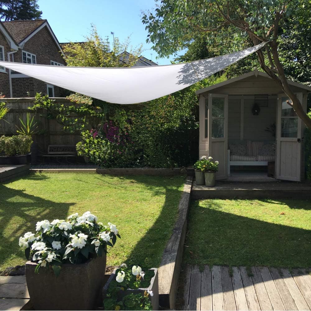 White Triangle 3.6m Sun Shade Sail, Conservatory Sail Shades, Pergola Canopy, Garden Sail Canopy Waterproof, Patio Gazebo, Garden Tent, Outdoor Sun Sail Shade, Garden Awning