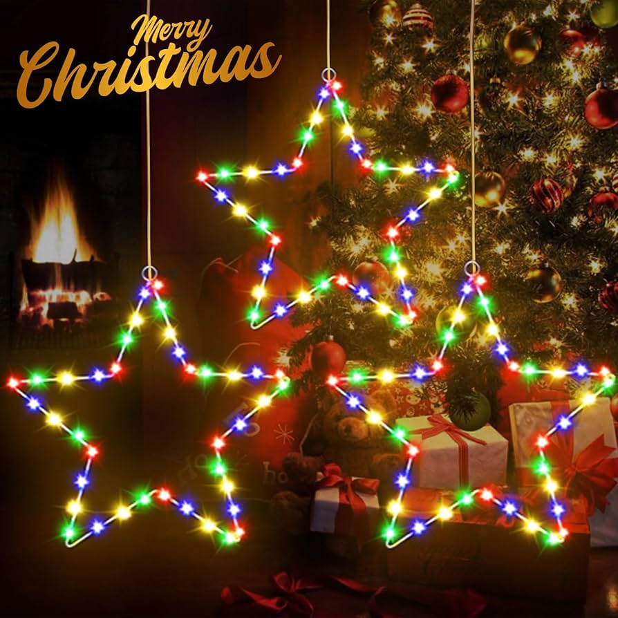 LED Sterne Lichterkette 3-teilig - Weihnachtsbeleuchtung Für Fenster Mit 8 Modi