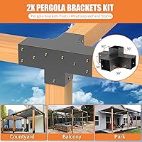 Vista 3 de Woodworks - Soporte de pérgola para pérgola de 4 vías, soporte de esquina de ángulo recto, soporte de madera elevado, paquete de 2 con tornillos