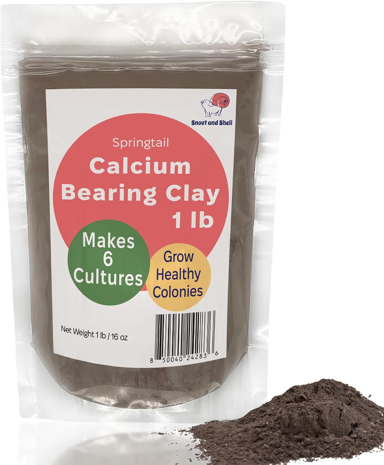 Snout and Shell Springtail Calcium Bearing Clay - 2 lb | Ideal for Culturing Springtails, Reptile and Amphibian Terrariums, and Natural Habitat Cleanup Crew