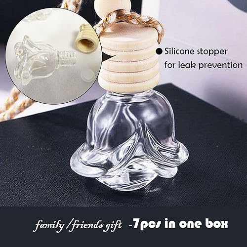 Miniatura 5 de MINELEVEN 7 botellas de vidrio de rosas de 0.3 fl oz, incluye tapón de gel de sílice, cubierta de madera suspendida de madera, 1 cuentagotas y 1