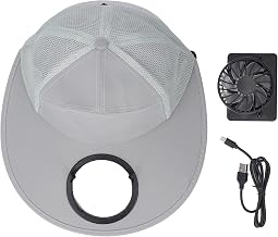 Solar Fan Hat USB Rechargeable Sun Visor Cap Outdoor Hiking Camping Fishing Light Gray