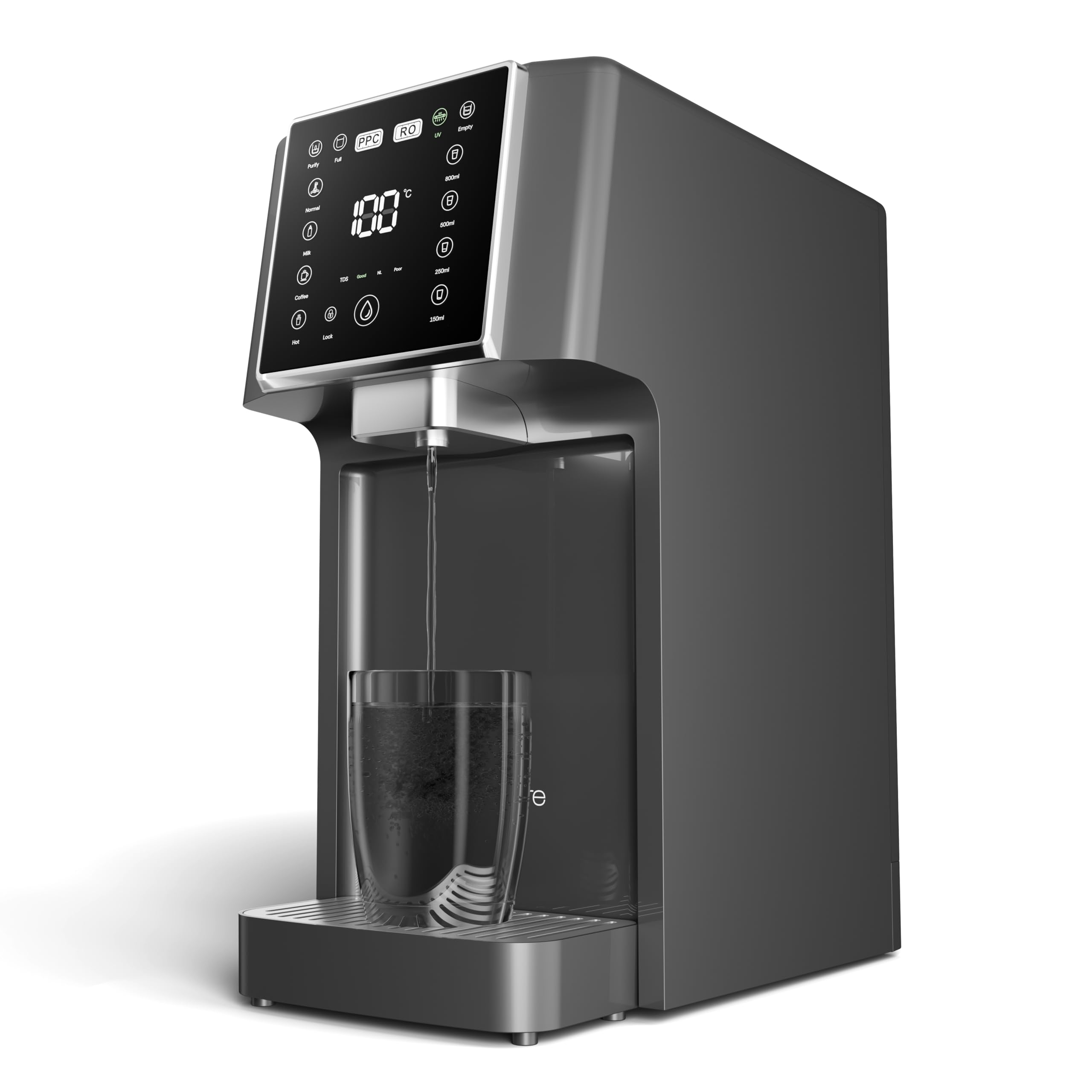 Slim Osmoseanlage Trinkwasser Auftisch Direct Flow Umkehrosmoseanlage Heißwasserspender 4 Temperaturstufen 3S-Heizung Kalkfilter UV