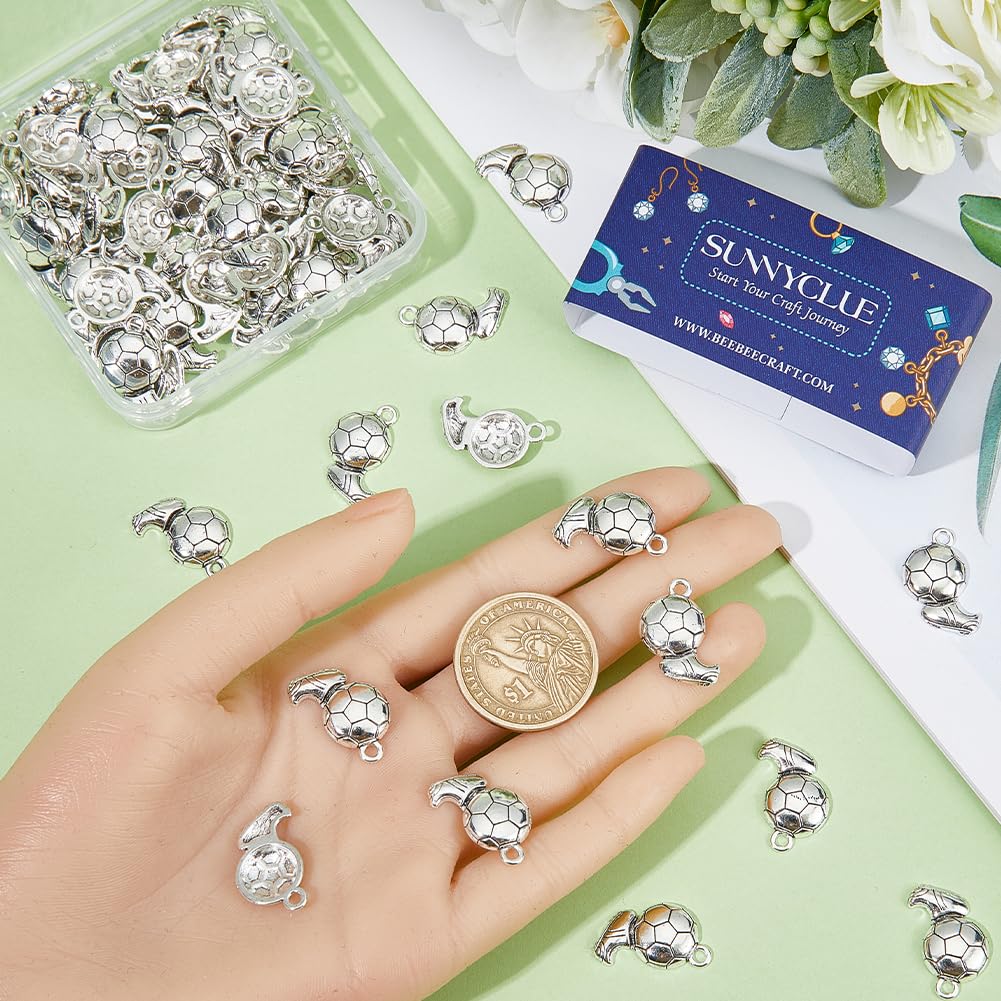 30 Ciondoli Pallone Da Calcio Smaltati - Nero/bianco, Tono Argento, Per Bracciali, Collane, Fai Da Te - Foto 3