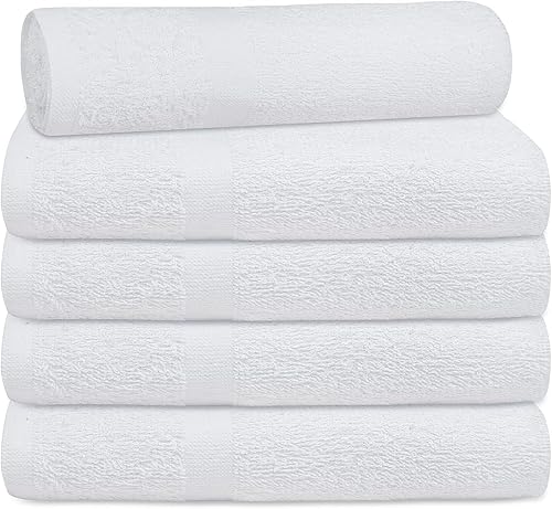 Miniatura 4 de STF Linen Paquete de 48 toallas de baño blancas de hotel a granel de 24 x 48 pulgadas, 100% algodón, económicas y económicas para usos comerciales,