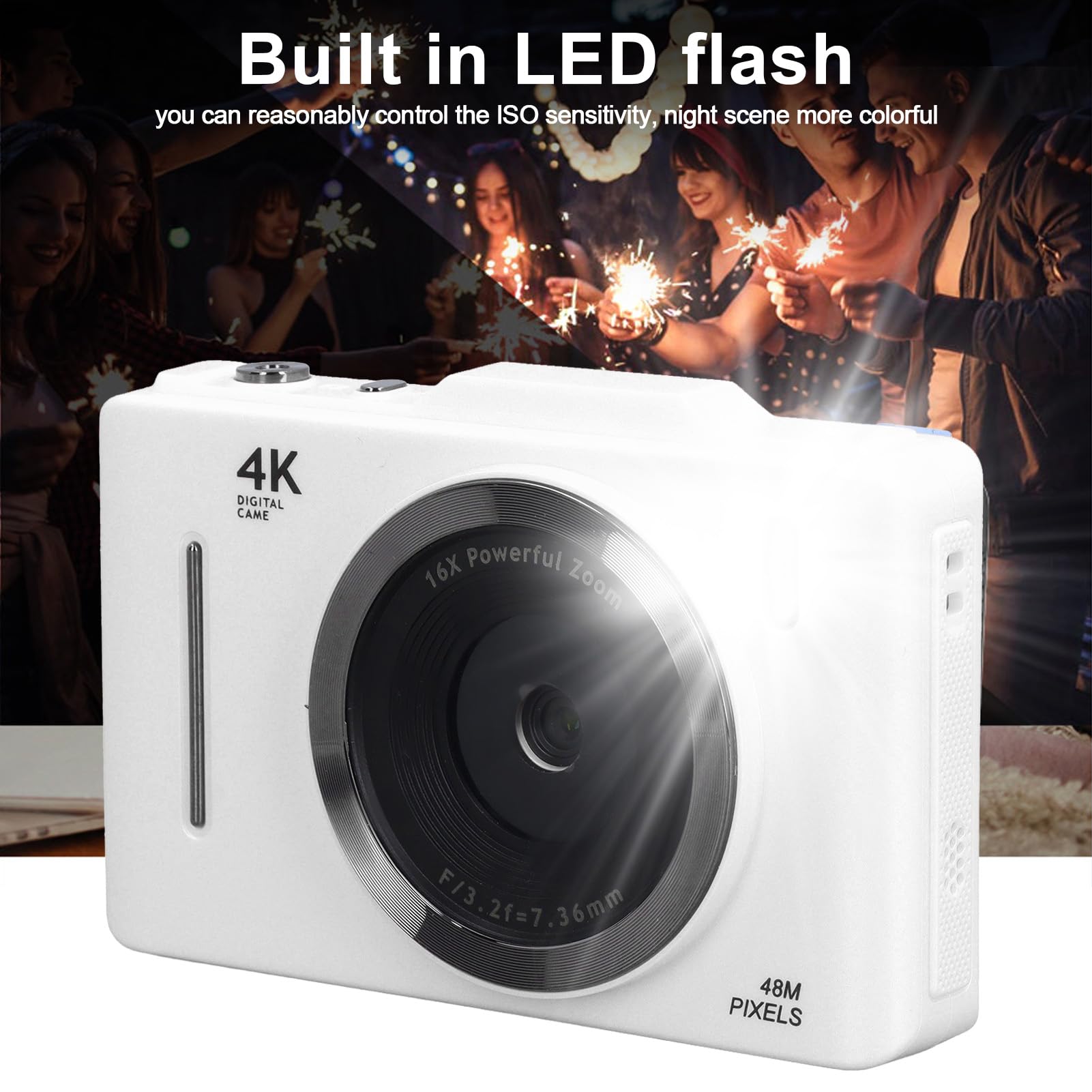 Amazon | 48MP 4K デジタルカメラ、16X ズーム、2.8 インチ IPS