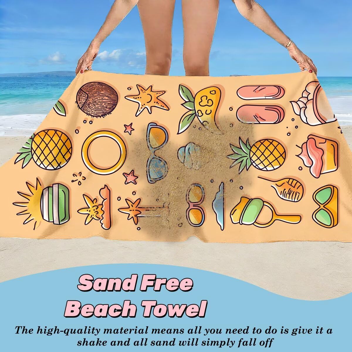 Toalla Playa 80x160 cm, Toalla Gimnasio Microfibra Secado Rapido, Juego de 2 Antiarena Toallas de Playa, Ligera Compacta Toallas Microfibra Grande para Viaje, Regalo Hombre Regalo Mujer (Lindo) -5035