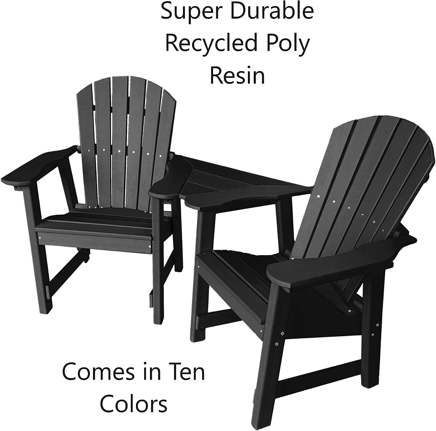 Phat Tommy 2 Chair Dining Table Set - Poly Outdoor Furniture - Small Patio Dining Set for Apartment Balcony Furniture, Recycled Poly Lumber Chairs and Table, Black