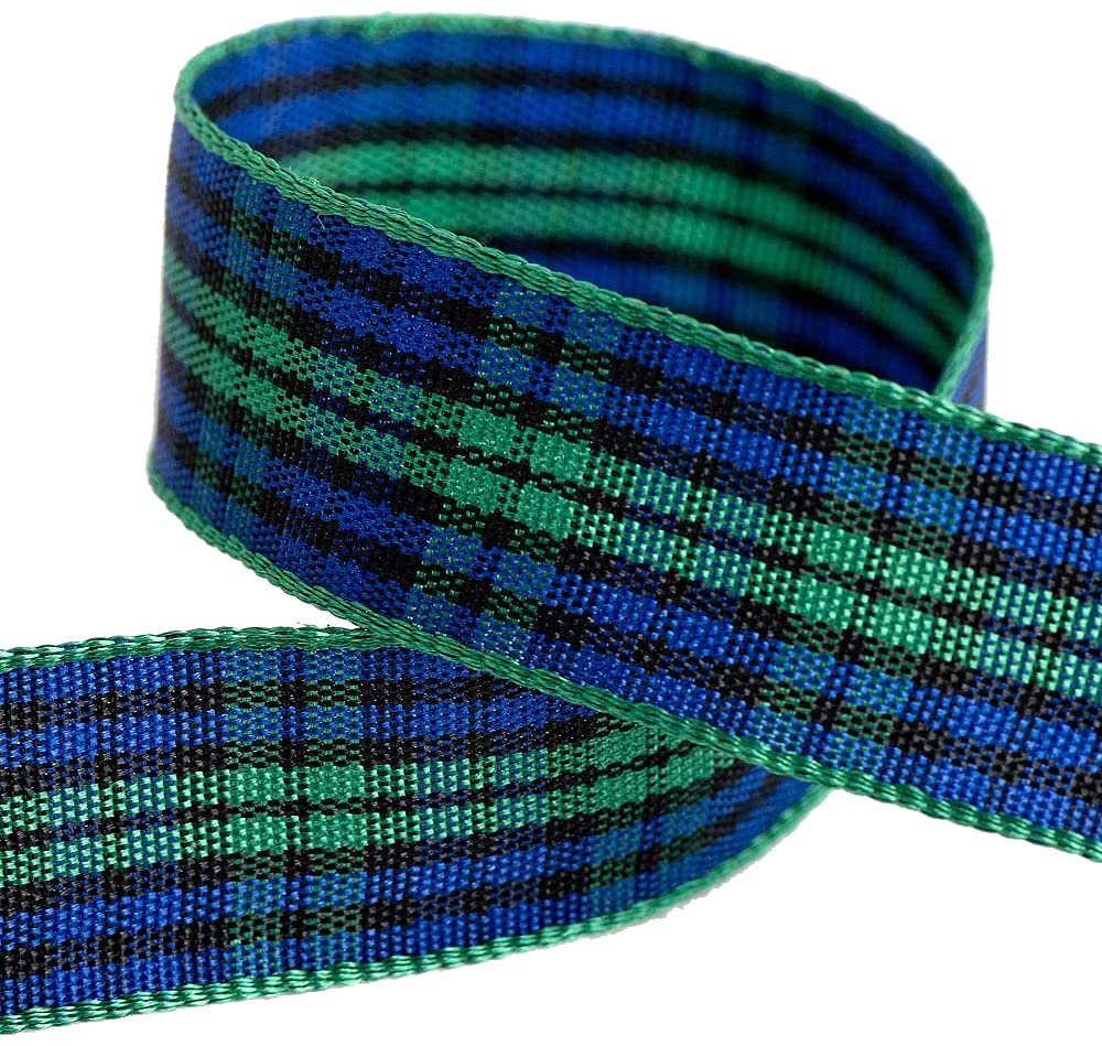 Tartan Ribbon 16mm x 10M - Green/Blue