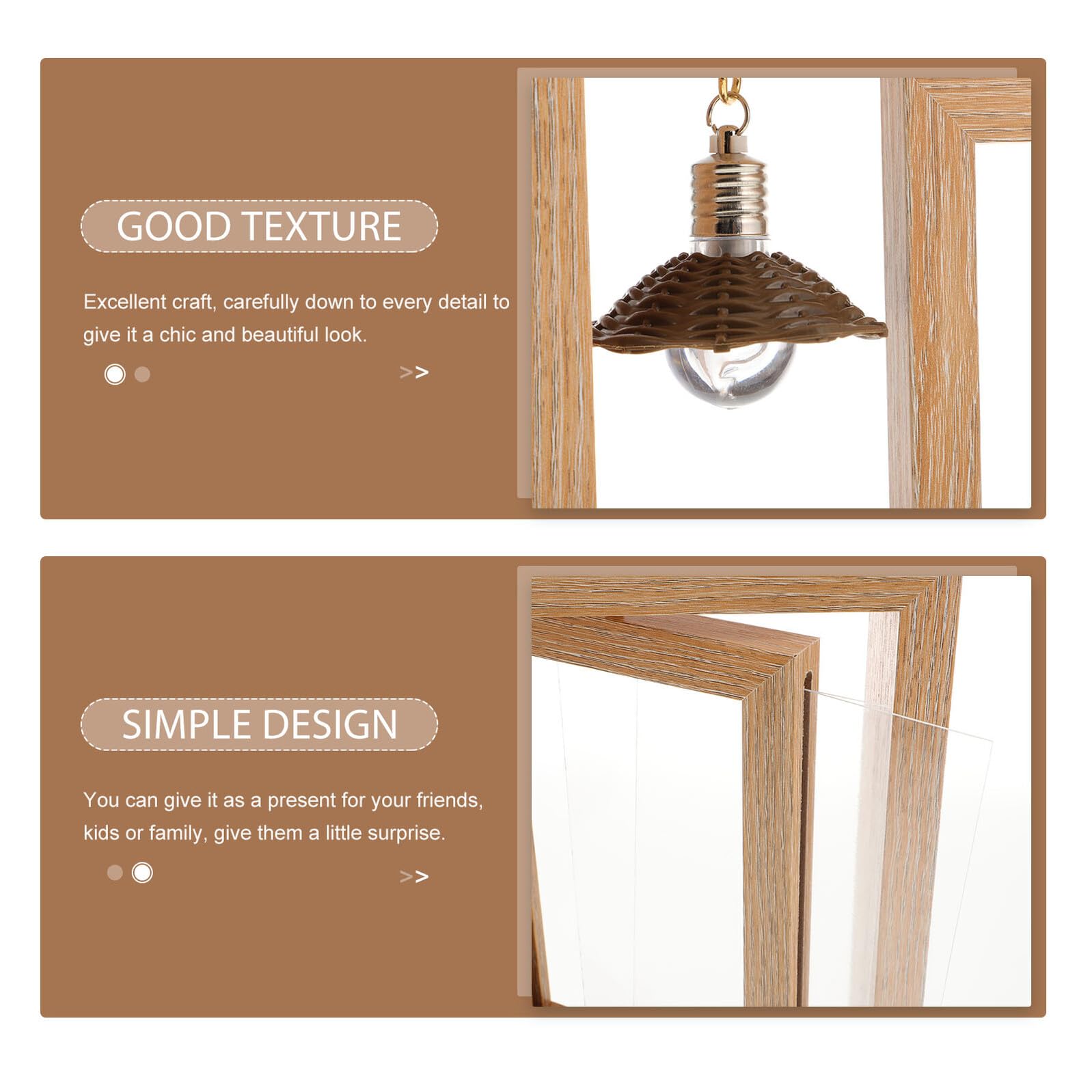 BESPORTBLE Cornice per Foto Decorativa in Legno Bifacciale Girevole 6 Pollici Luce Ornamento Creativo da Tavolo per Arredamento Camera da Letto e Regalo per Coppie