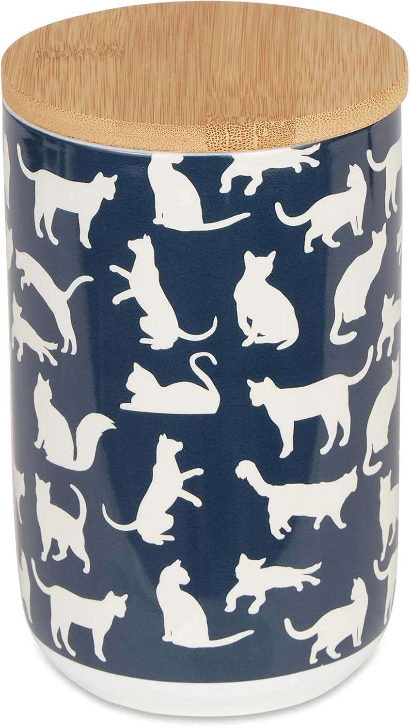 Bone Dry Ceramic Pet Silhouette Collection, Treat Canister, 4x6.5, Navy, Cat's Meow : Everything Else