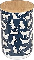 Vista 8 de Bone Dry Tarro de cerámica para gatos y perros, tapa de bambú, apto para lavavajillas, 4 x 6.5 pulgadas, rosa, golosinas para perros