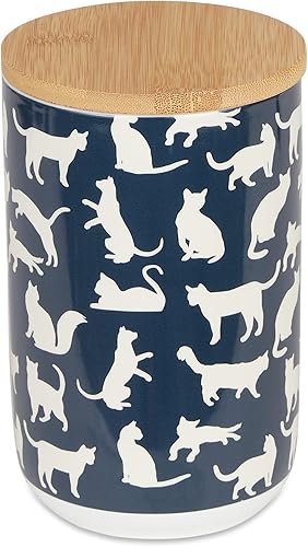 Miniatura 8 de Bone Dry Tarro de cerámica para gatos y perros, tapa de bambú, apto para lavavajillas, 4 x 6.5 pulgadas, rosa, golosinas para perros