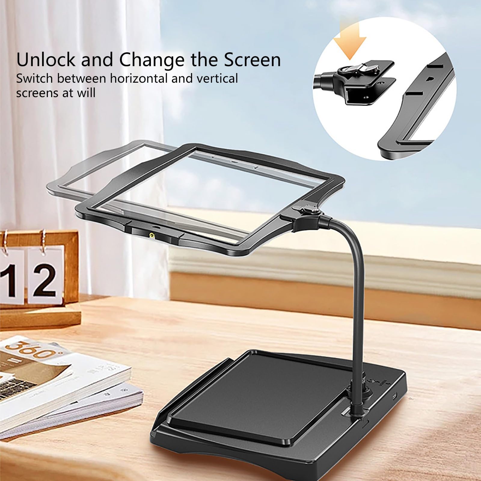 Lupa Digital De Sobremesa para Baja Visión, Pantalla HD De Ayuda Electrónica a La Lectura, Zoom 4X, Atenuación Táctil, Diseño Recargable, para Leer, Escribir, Ver Mapas(Weiß)