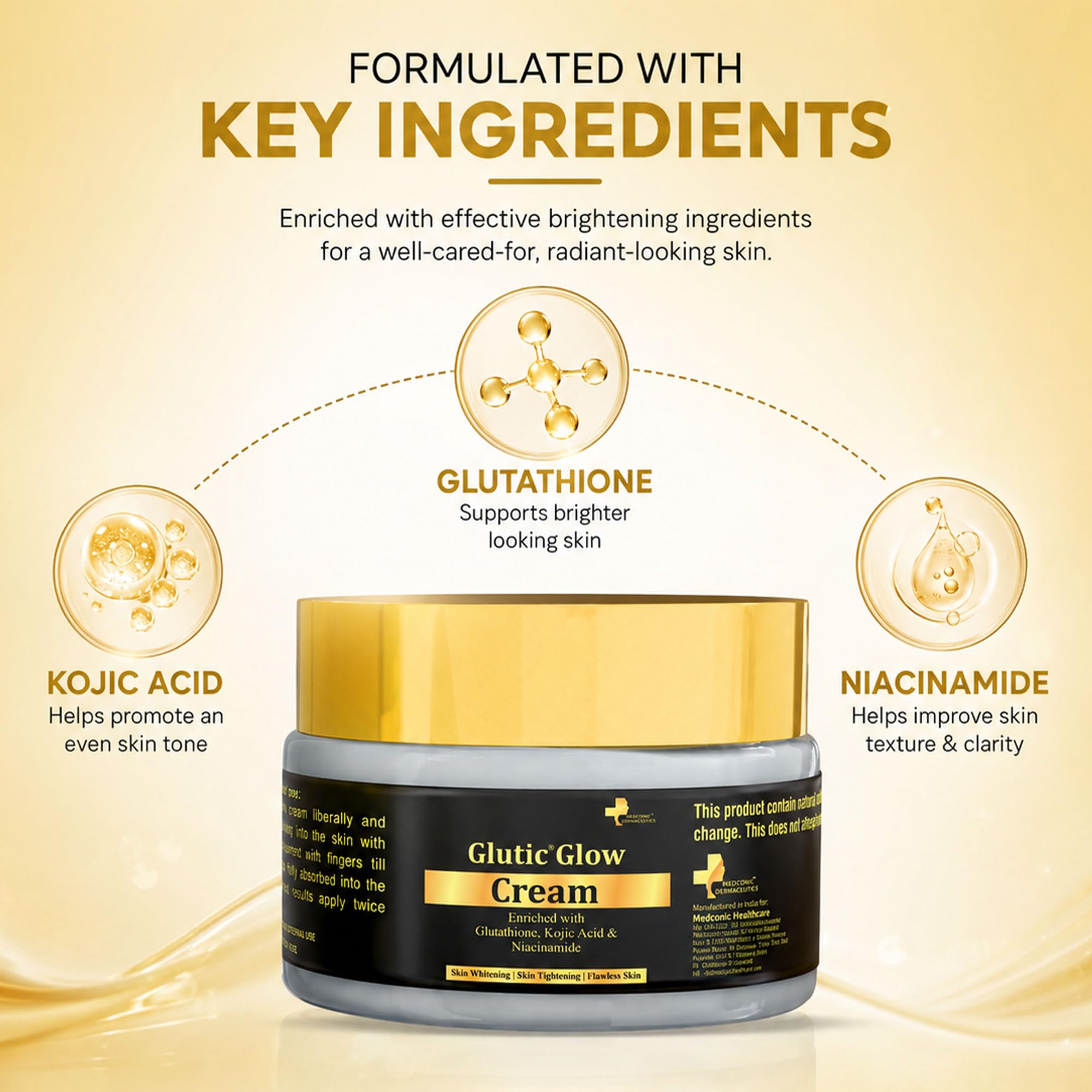 Glutic Glow Glutathione Face Cream Pack of 2 (50g Each)