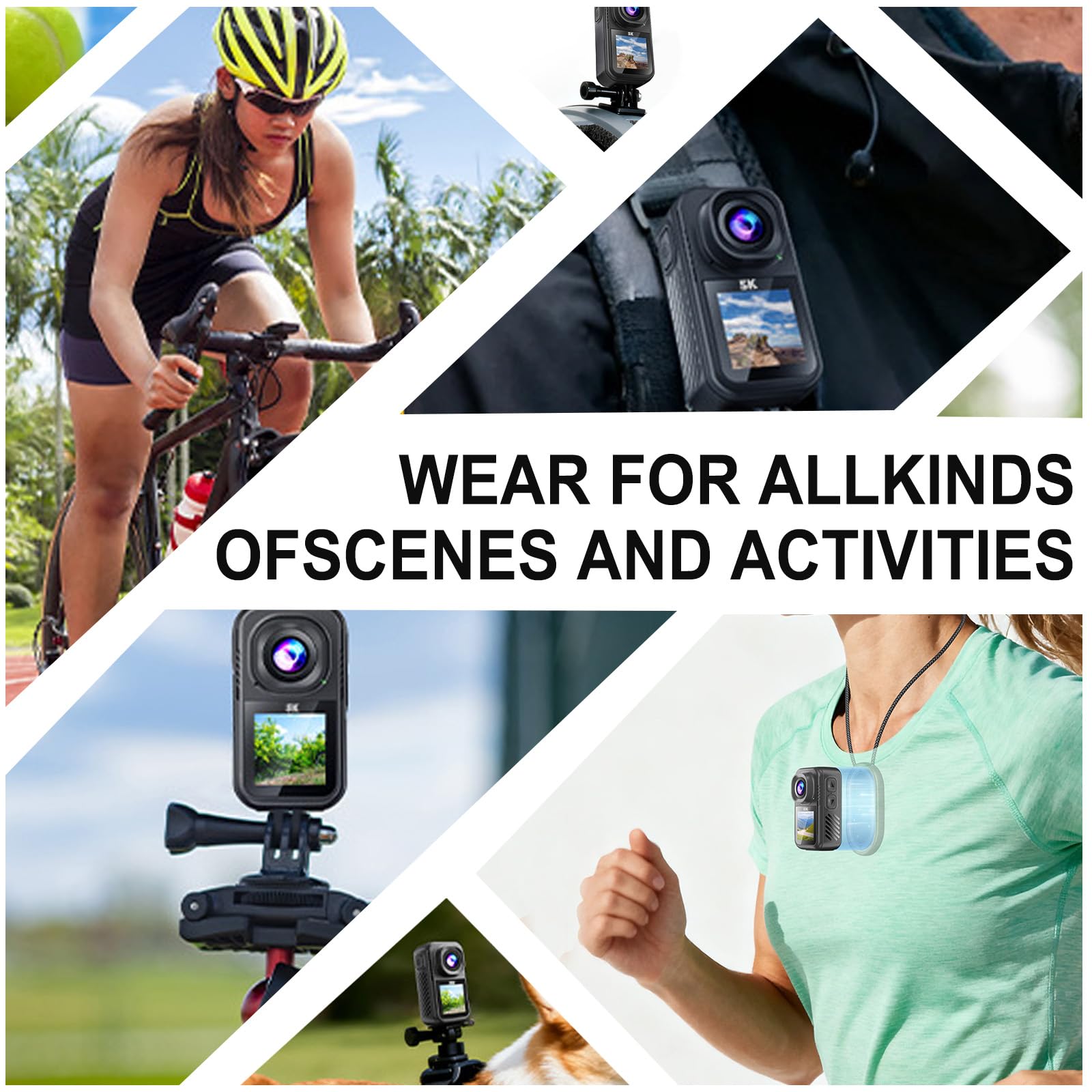 BAKENLON - Cámara deportiva 5K, cámara de acción WiFi 120°, cámara corporal impermeable magnética, cámara de casco para moto y bicicleta, mini cámara deportiva para ciclismo, vlogging y viajes — view 8