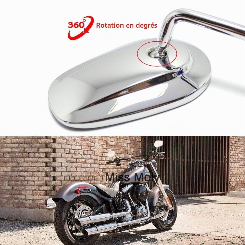 8mm Rétroviseurs de Moto pour Sportster 1200 XL883 Dyna Softail Breakout Road Glide Rocker(#2-Chrome)