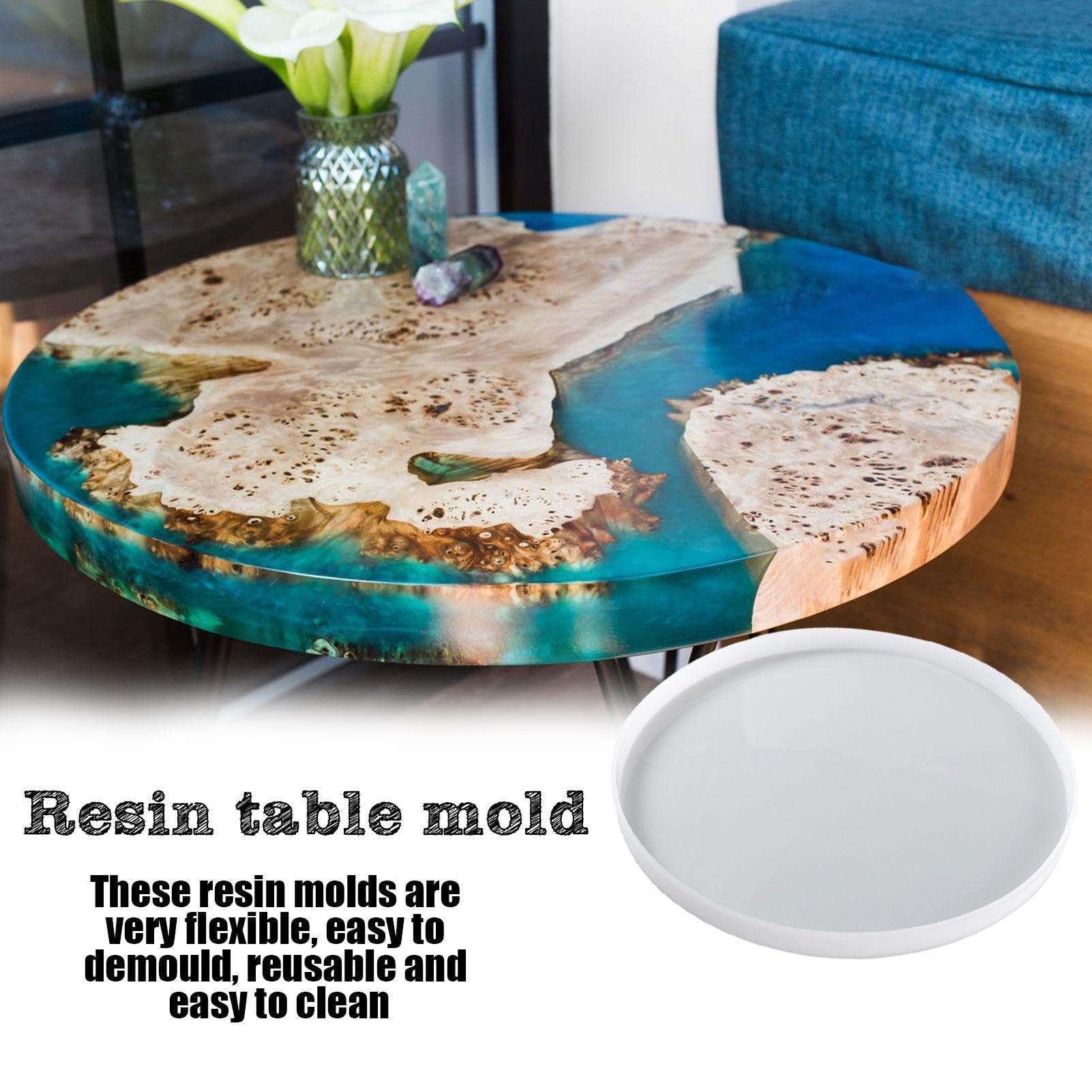 Moldes redondos de silicona – Molde grande de resina epoxi DIY, molde de mesa acabado espejo, resistente al calor | Herramienta de moldeo antiadherente para tablero de embutidos, Conser