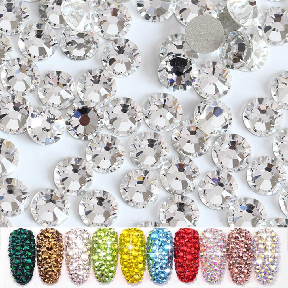 1440 Strass Di Vetro Trasparenti 4 Mm – Diamantini Rotondi Fondo Piatto, Non Autoadesivi, Per Nail Art E Decorazioni Fai Da Te