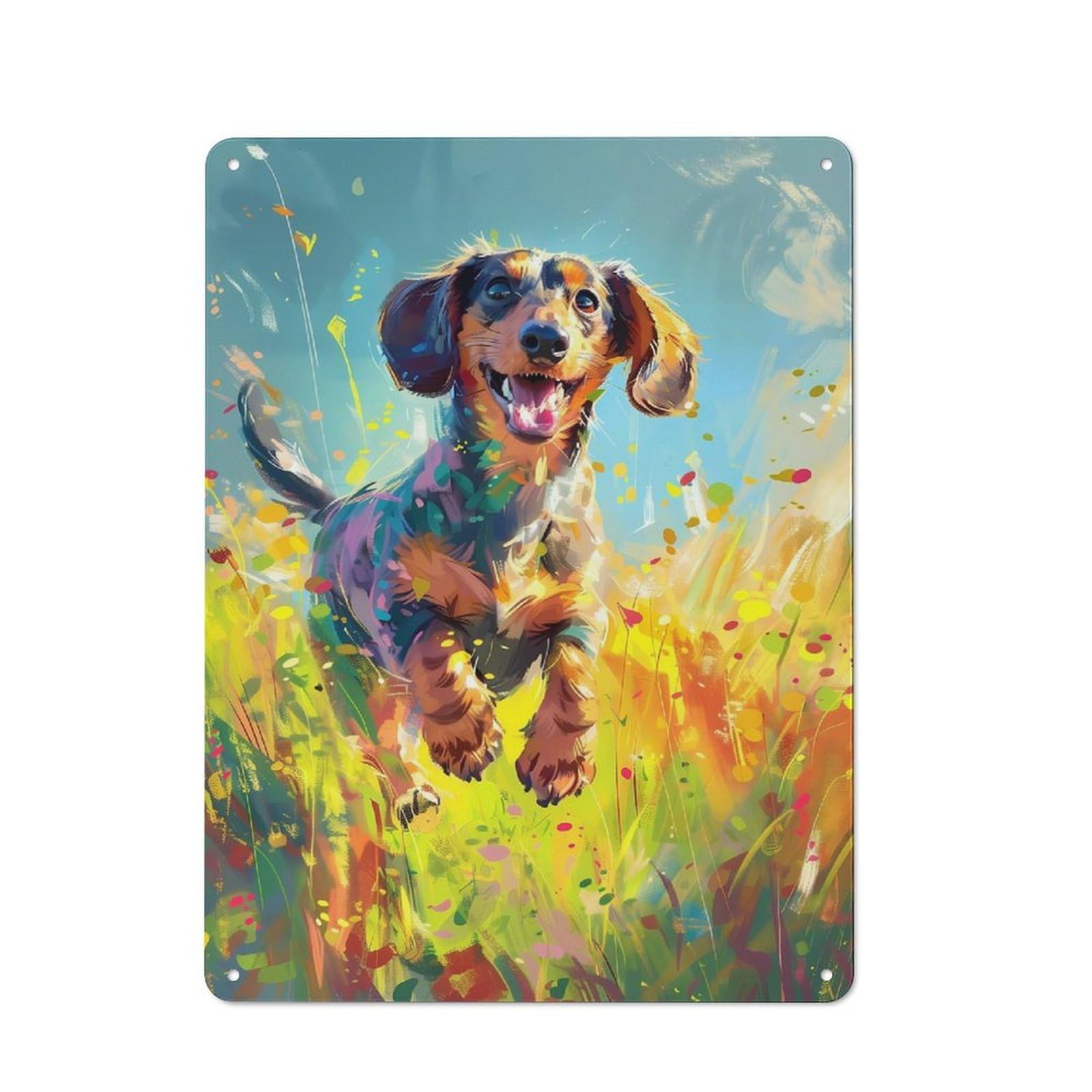Junmoney Playful Dachshund Dog Metal Sign 40X30cm With For Workshop Wall, Vintage Decor, A Decorative Christmas Gift For Metal Sign Collectors
