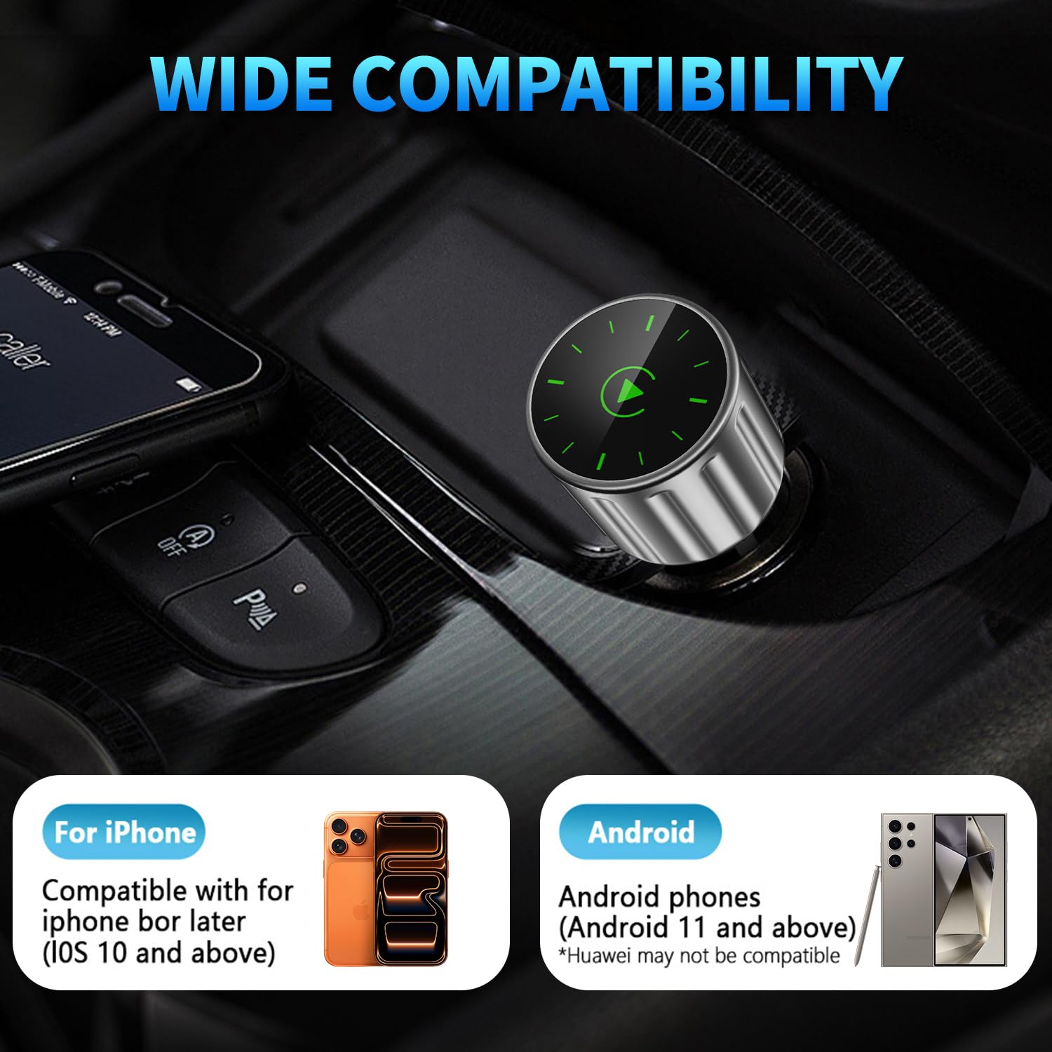 Adattatore 2 In 1 Wireless Carplay E Android Auto,Converte Da Cablato A Wireless, Connessione Automatica, Plug & Play per auto con CarPlay cablato,Supporta iOS 10+ e Android 11+ (Grigio)
