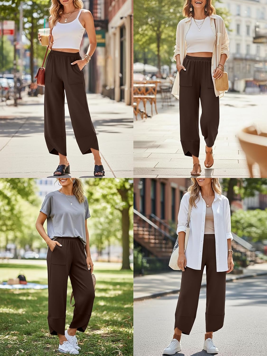 Trendy Queen Women's Wide Leg Pants Boho Summer Capri Palazzo Harem Casual Barrel Sweatpants Baggy Slacks with Pockets - Image 4