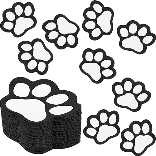 Outus 36 marcadores de alfombra Paws con huellas de patas, marcadores de alfombra de patas para aula y hogar, 5 pulgadas (negro, blanco)