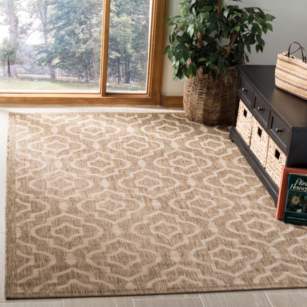 SAFAVIEH Courtyard Collection Accent Rug – 4′ x 5’7″, Brown & Bone, Non-Shedding & Easy Care, Indoor/Outdoor & Washable-Ideal for Patio, Backyard, Mudroom (CY6926-242) SAFAVIEH Courtyard Collection Accent Rug – 4′ x 5’7″, Brown & Bone, Non-Shedding & Easy Care, Indoor/Outdoor & Washable-Ideal for Patio, Backyard, Mudroom (CY6926-242)