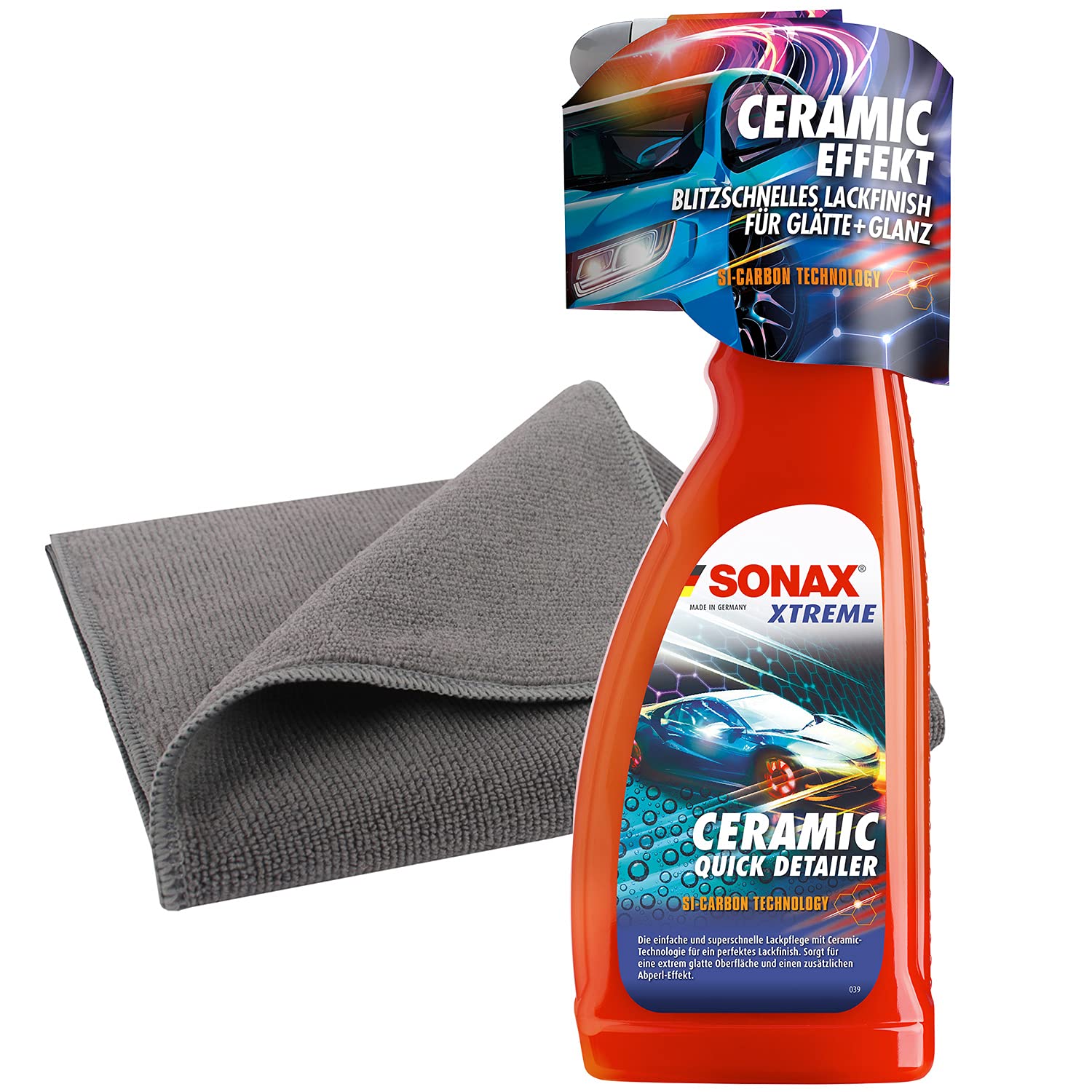 detailzone SONAX Ceramic Set: SONAX Ceramic Quick Detailer 750ml + Microfasertuch 40x40 cm grau