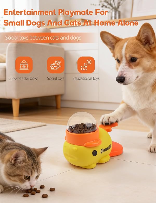 Dog Treat Dispenser Puzzle Toy, Interactive Slow Feeder Bowl for Cats and Dogs, Mental Stimulation Enrichment Toy, Indoor Pet Feeder with Silicone Mat to Keep Pets Busy,Multiple Colors (Yellow) by Generic - Image 6