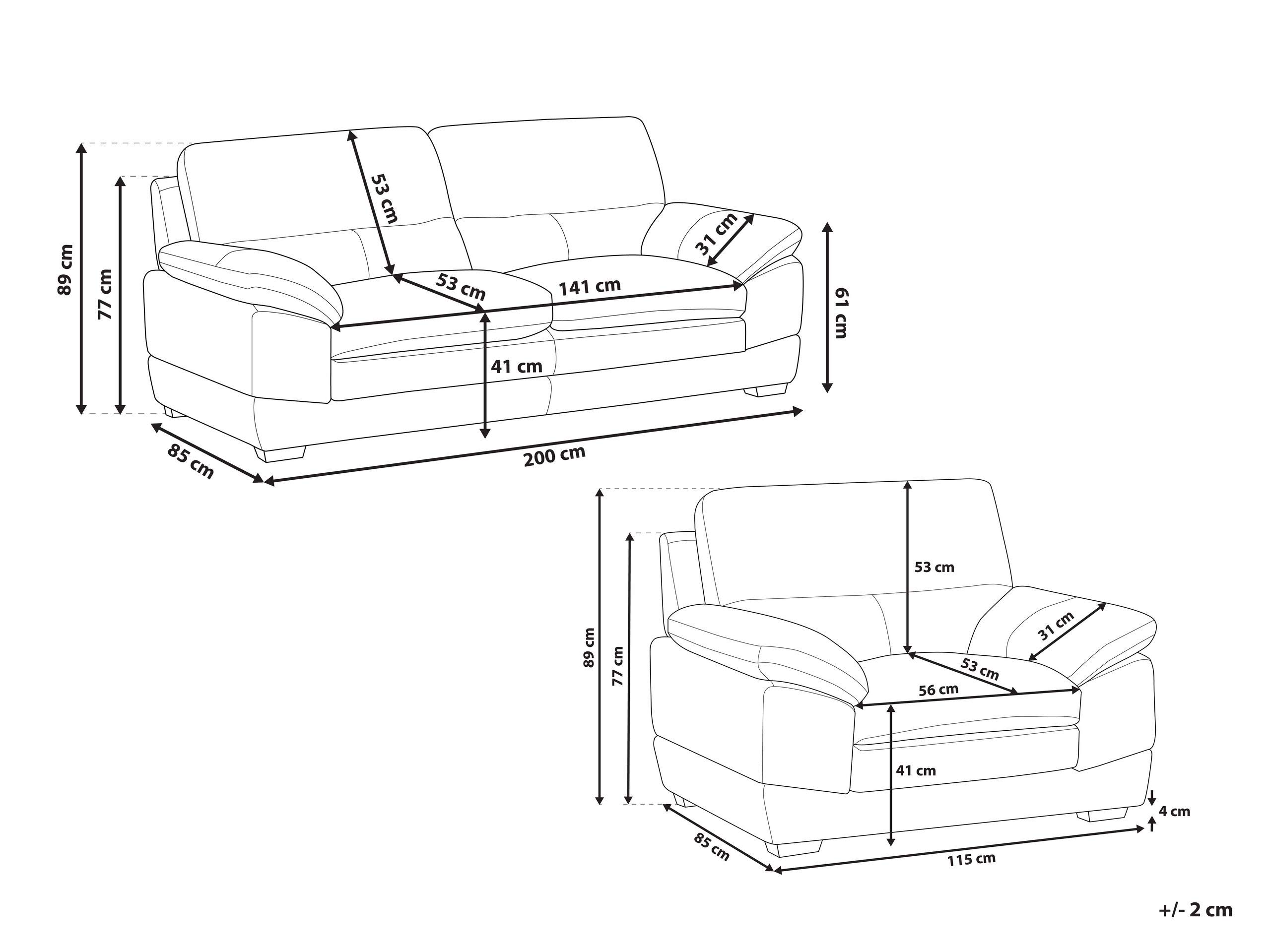 Beliani Ledersessel Ledersofa Goldbraun modernes Wohnzimmer-Set Horten