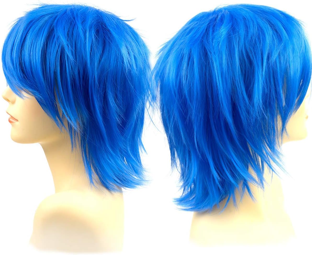 Yamel Anime Wig Blue for Cosplay Party Synthetic Layered Short Hair Wigs with Bangs, Pastel Wigs for Women Men Adult - Image 3